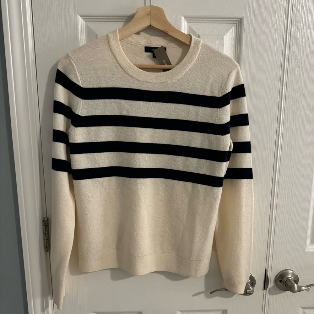 NWT Navy Blue & Beige (off white)  striped J.crew sweater